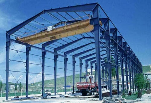 PEB warehouse structure interior view
