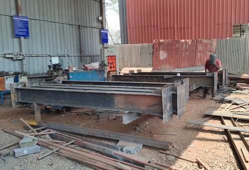 Metal fabrication welding work in factory